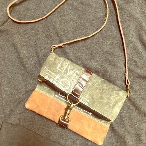 Mona B Olive Green and Rust Crossbody Bag